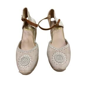 Kanna sandal beige espadrille wedge featuring a woven jute platform sole size 38